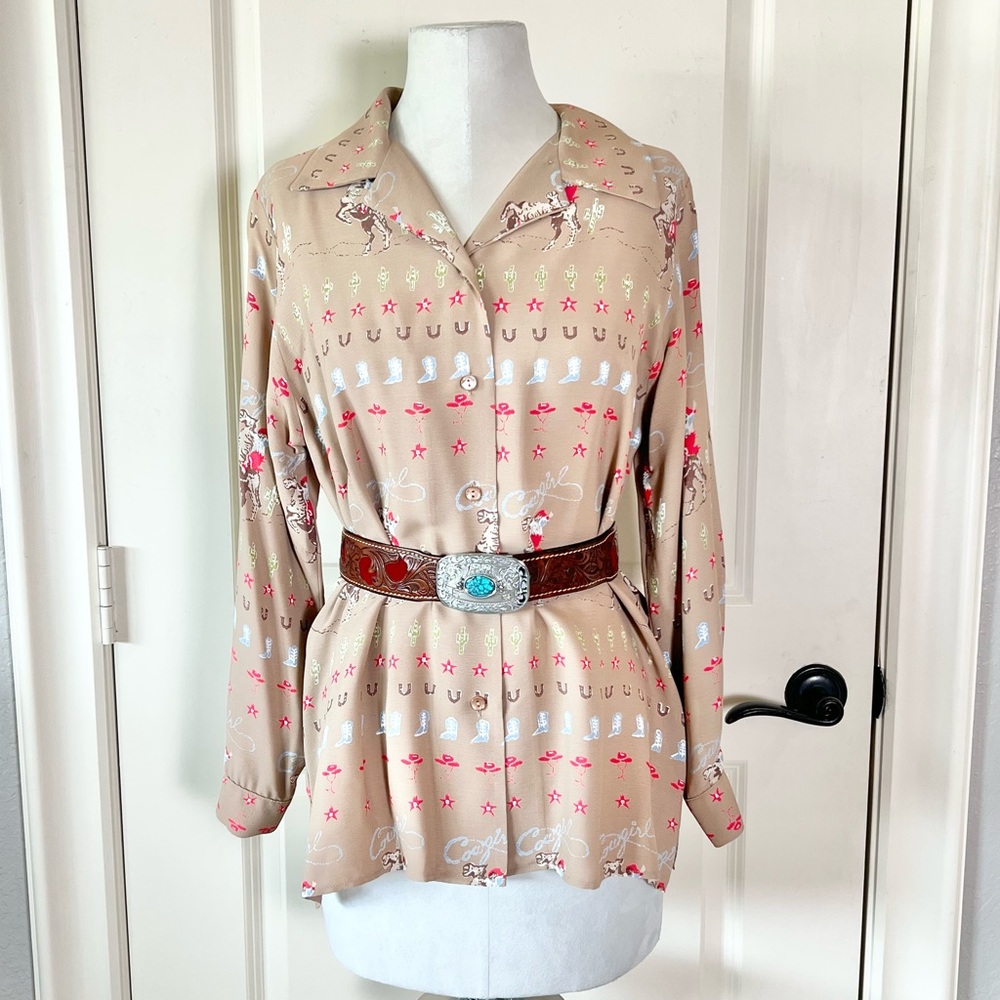 Vintage Lady Reiner Cowgirl Couture Button Down Western Blouse, small